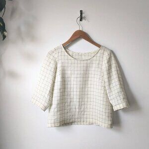 Handmade Laurence Top in Merchant and Mills Windowpane Check Linen Small